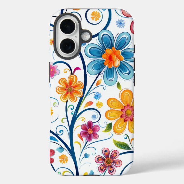 Coques Case-Mate iPhone Illustration de Mood Blue, Rose, Fleurs Jaunes (Verso)