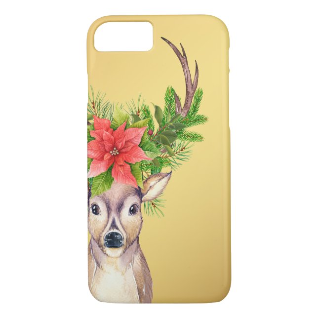 Coques Case-Mate iPhone Illustration de Noël Deer Woodland (Dos)
