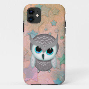 Coque iPhone 11 Illustration de petit hibou cornu grincheux