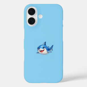 Coque Pour iPhone 16 Illustration de requin mignon aux grands yeux Anim