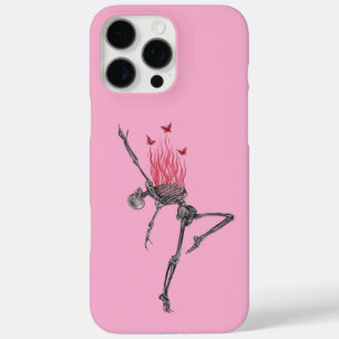 Coques iPhone 16 Pro Max Illustration de squelette aux flammes de feu rouge
