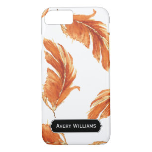 Coque iPhone 7 Illustration des plumes d'aquarelle d'automne