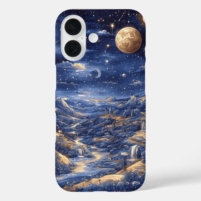 Coques Case-Mate iPhone Illustration d'Imaginaire mythique de minuit bleu  (Verso)