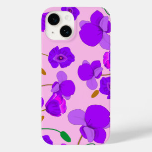 Coque Pour iPhone 14 Illustration du champ Papier Pavot Rose Violet