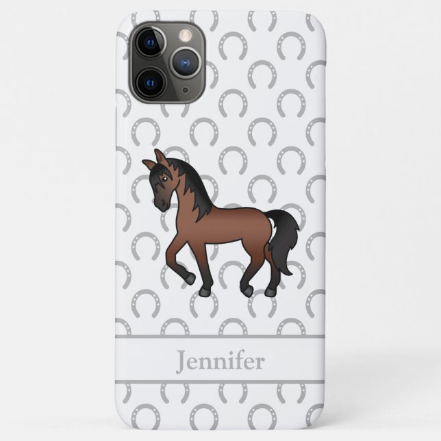 Coques Case-Mate iPhone Illustration du dessin animé du Cheval Trotting Br (Dos)
