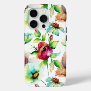 Coque iPhone 15 Pro Illustration du Motif des fleurs d'aquarelle