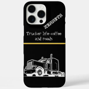 Coques iPhone 16 Pro Max Illustration du semi-camion en or brillant