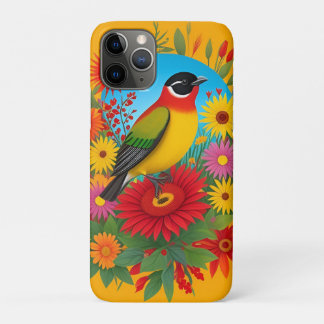 Case-Mate iPhone Case Illustration d'un oiseau coloré avec fond floral
