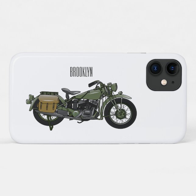 Coques Case-Mate iPhone Illustration d'une moto de croiseur militaire (Dos (Horizontal))