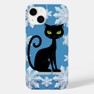 Coque Pour iPhone 14 Illustration élégante de chat noir aux yeux verts