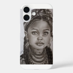 Coque Pour iPhone 16 Illustration élégante de fille au fusain et au cra