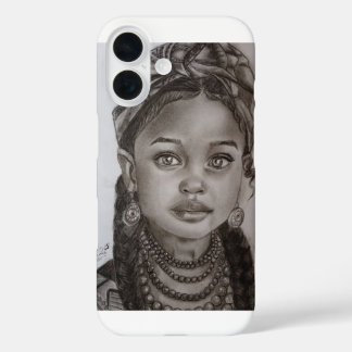 Coque Pour iPhone 16 Illustration élégante de fille au fusain et au cra
