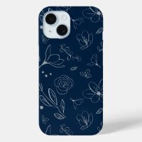 Illustration florale bleu marine moderne
