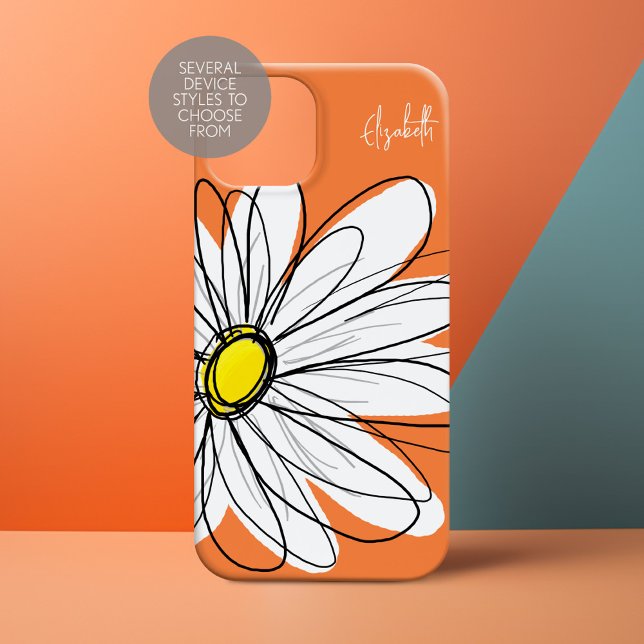 Coques Case-Mate iPhone Illustration florale de la marguerite tendance - j (Personalized Phone Case with Whimsical Daisy and Custom Name)