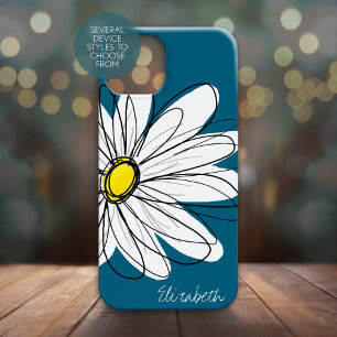 Coques Pour iPhone Illustration florale de marguerite tendance - bleu