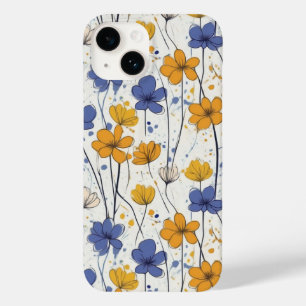 Coque Pour iPhone 14 Illustration florale, fleurs sauvages abstraits, m