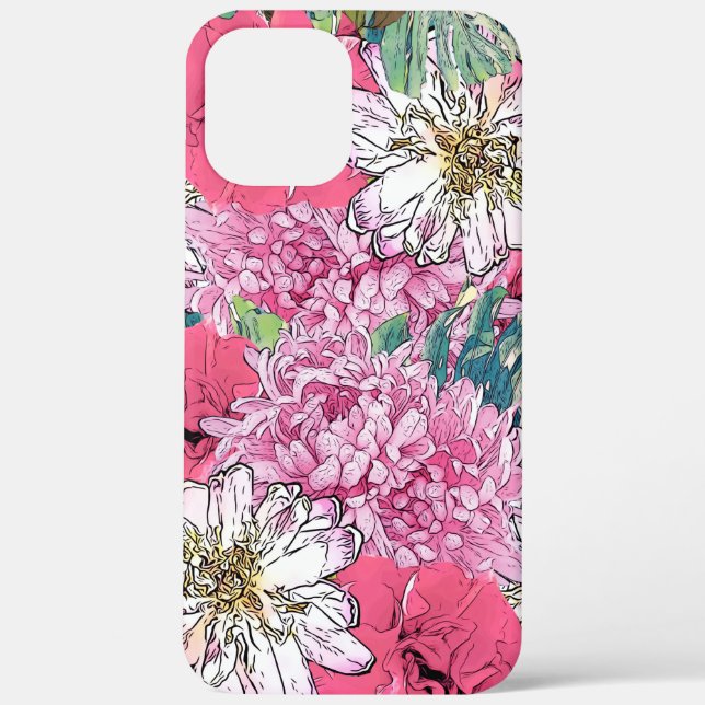 Coques Case-Mate iPhone Illustration florale rose et verte de la mignonne  (Verso)