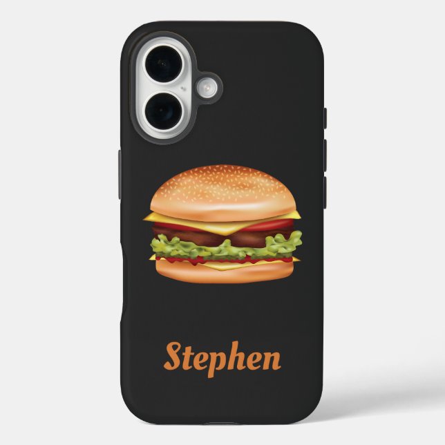 Coques Case-Mate iPhone Illustration Hamburger Fast Food Avec Nom Personna (Verso)