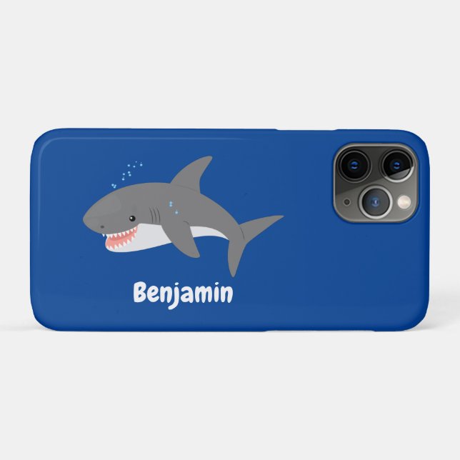 Coques Case-Mate iPhone Illustration joyeuse du grand requin blanc (Dos (Horizontal))