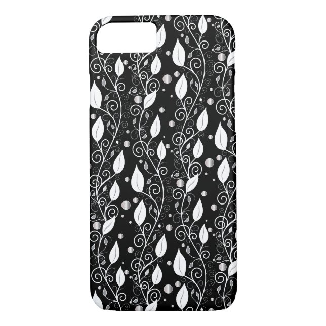 Coques Case-Mate iPhone Illustration moderne abstraite d'encre noire et bl (Dos)