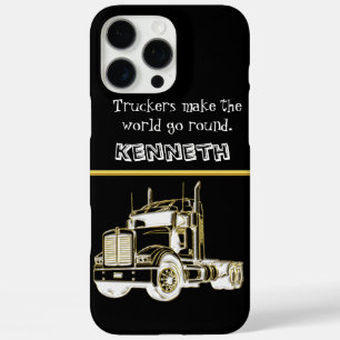 Coques iPhone 16 Pro Max Illustration numérique d'or pour semi-camion