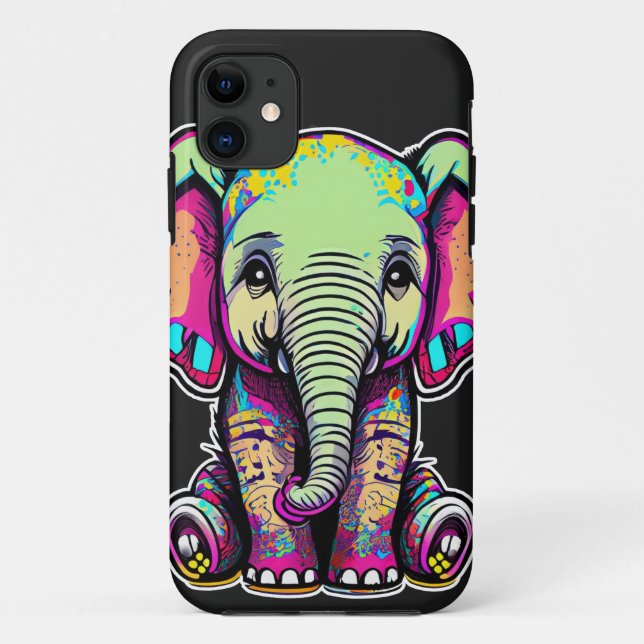 Coques Case-Mate iPhone Illustration numérique d'un bébé éléphant mignon a (Dos)