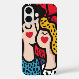 Coque Pour iPhone 16 Illustration romantique d'un couple amoureux