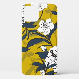 Case-Mate iPhone Case Illustration Vintage de fleur en fleur de contour.