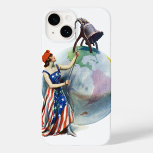 Coque Pour iPhone 14 Illustration vintage patriotique de Lady Liberty e