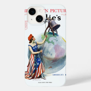 Coque Pour iPhone 14 Illustration vintage patriotique de Lady Liberty p
