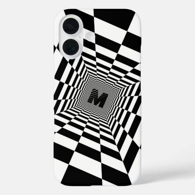 Coques Case-Mate iPhone Illustration visuelle noire et blanche, monogramme (Verso)