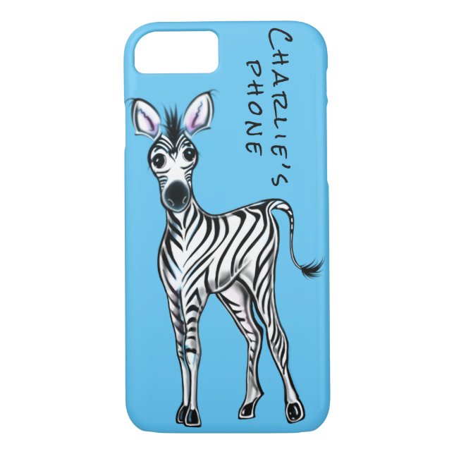 Coques Case-Mate iPhone Illustration zèbre - bleu (Dos)
