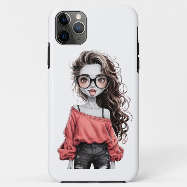 Coques Case-Mate iPhone Image de fille avec iPhone rose (Dos)