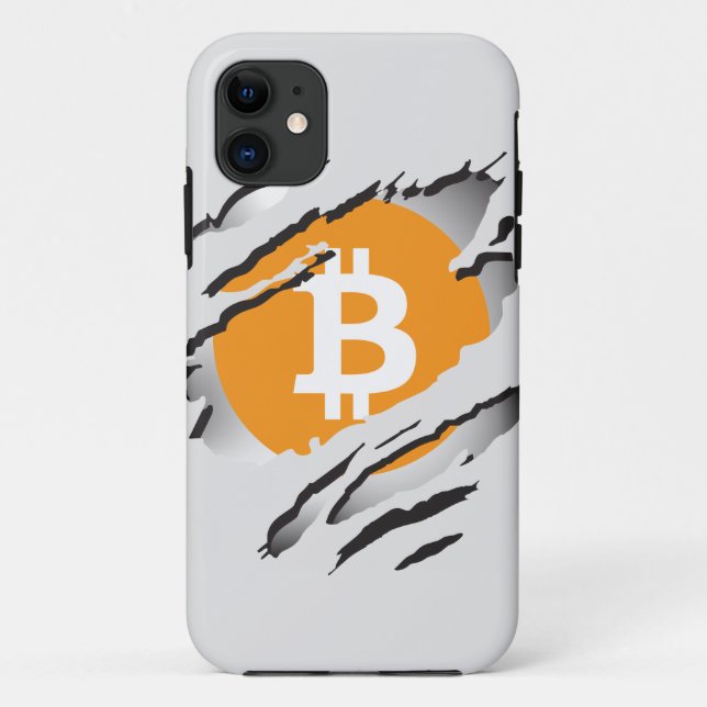 Coques Case-Mate iPhone Image déchirée Bitcoin avec logo Reveal Underneto (Dos)