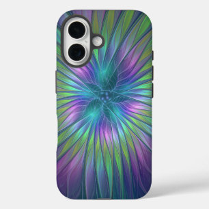 Coque Pour iPhone 16 Imaginaire brillant coloré Fleur Abstrait Fractal 