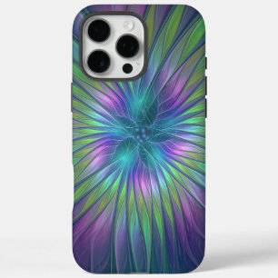Coques iPhone 16 Pro Max Imaginaire brillant coloré Fleur Abstrait Fractal 