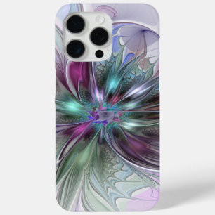 Coque iPhone 15 Pro Max Imaginaire coloré Abstrait Fleur fractale moderne