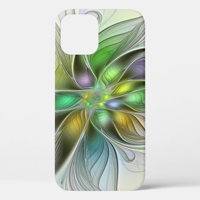 Coques Case-Mate iPhone Imaginaire coloré Fleur moderne Abstrait Fractal (Verso)