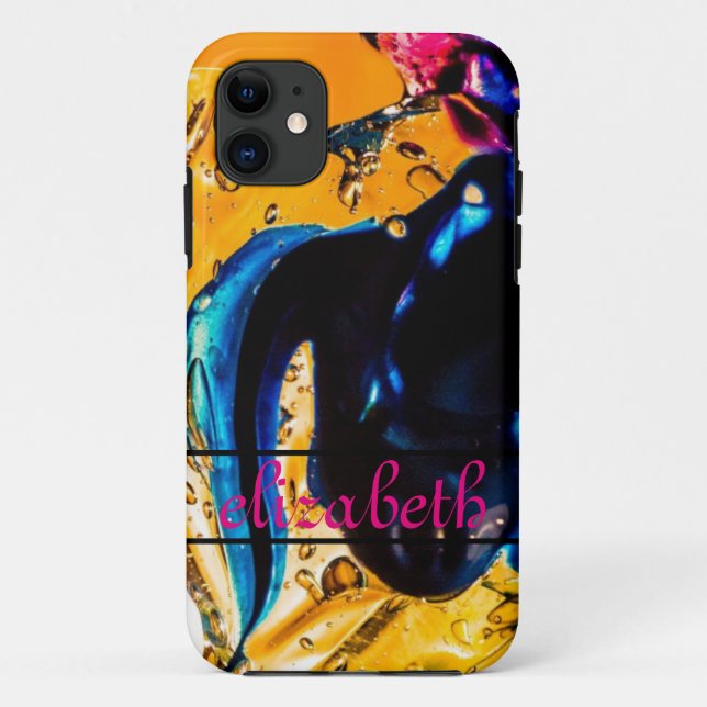 Coques Case-Mate iPhone Imaginaire d'art Abstrait jaune Peinture gel motif (Dos)