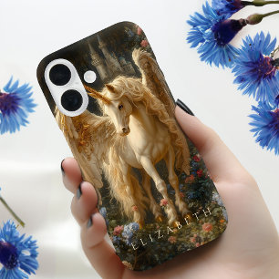 Coque Pour iPhone 16 Imaginaire de Château Floral Pegasus Blanc Angéliq