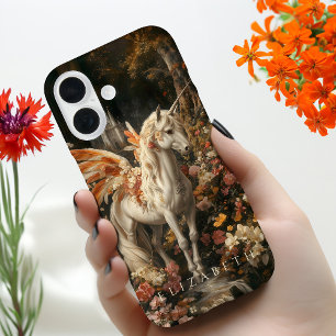 Coque Pour iPhone 16 Imaginaire de la licorne vintage de fée orange