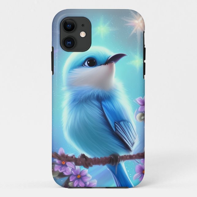 Coques Case-Mate iPhone Imaginaire détaillé Cute Kawaii oiseau bleu bébé (Dos)