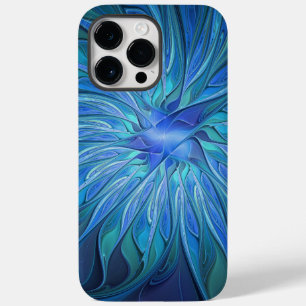 Coque Pour Pour iPhone 14 Pro Max Imaginaire Fleur Bleue Motif, Art Fractal Abstrait