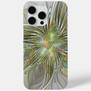Coque iPhone 15 Pro Max Imaginaire Floral Fleur Art Fractal Moderne Avec O