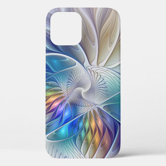 Coques Case-Mate iPhone Imaginaire Floral, Fleur Fractale Abstraite coloré (Verso)