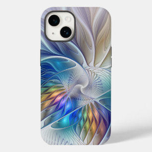 Coque Pour iPhone 14 Imaginaire Floral, Fleur Fractale Abstraite coloré