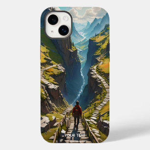 Coque Pour iPhone 14 Plus Imaginaire Mignonne Man Pass Montagnes
