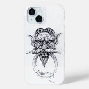 Coque Pour iPhone 15 IMAGINAIRE TAROT/ANTIQUE MASQUE GROTESQUE Noir Bla