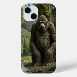 Coque Pour iPhone 15 Immense Bigfoot assis dans les Bois
