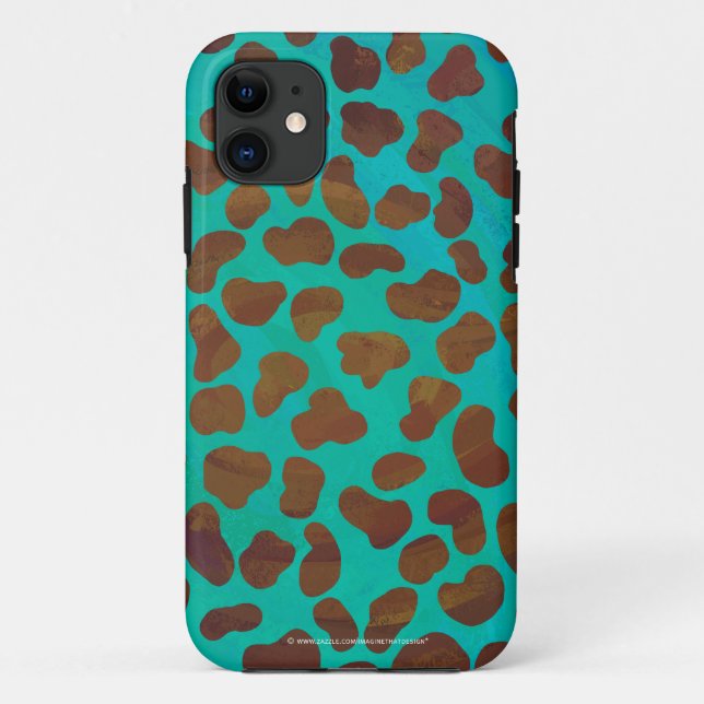 Coques Case-Mate iPhone Impression Brown et Turquoise dalmate (Dos)